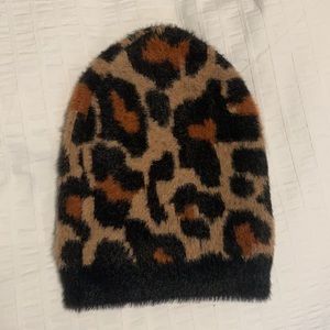 Zara Fuzzy Leopard Beanie